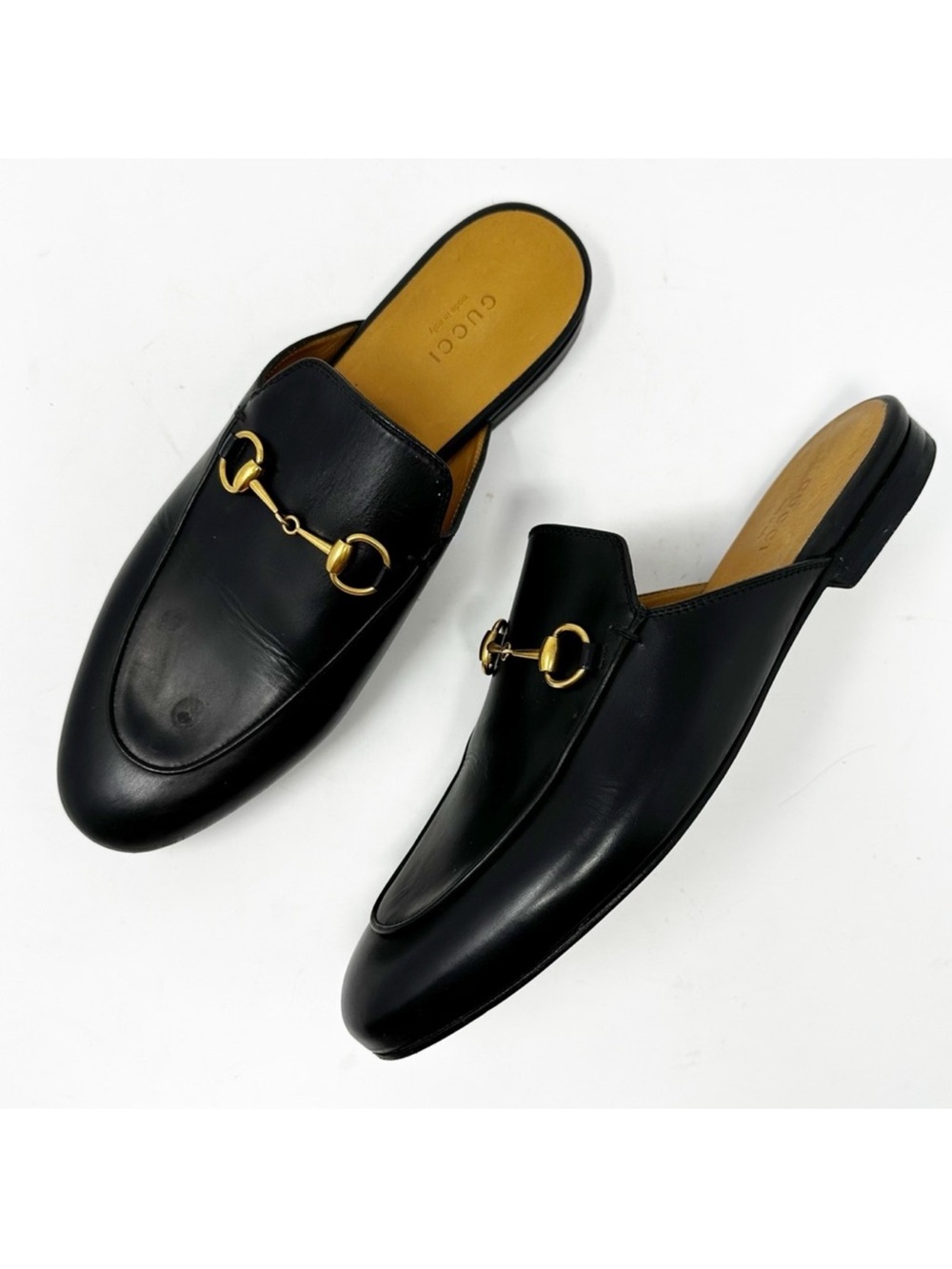 Gucci Black Leather Horsebit Slip-On Loafers